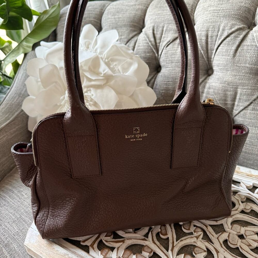 Kate Spade Pebbled Brown Leather Purse Handbag Bag